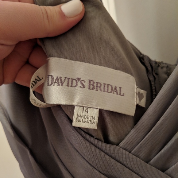 Size 14 David's Bridal Grey Chiffon Dress - Picture 2 of 5